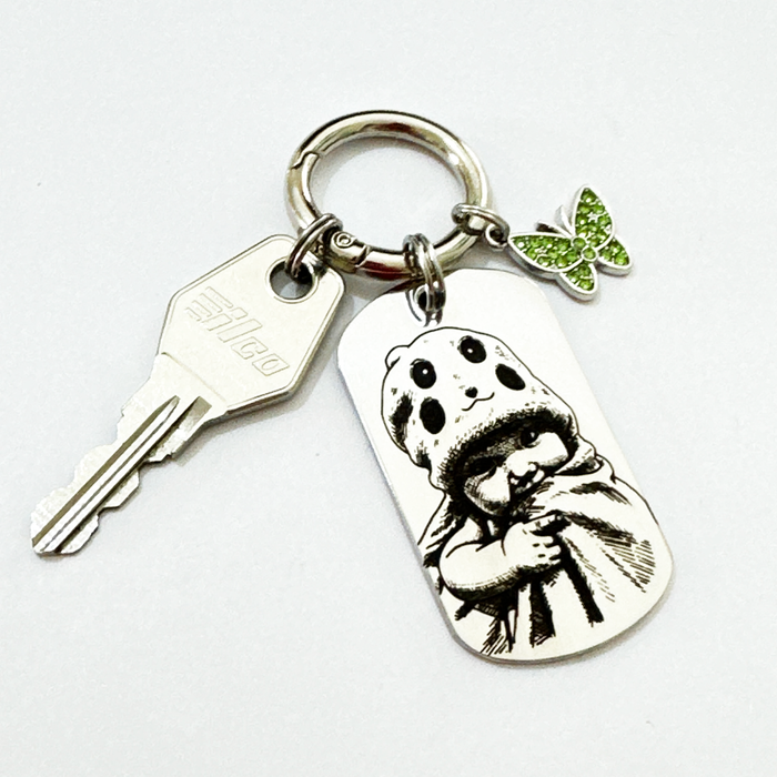 Personalised Photo Keychain Gold Silver – Custom Engraved Picture Keyring Stainless Steel Gift for Aunt or Uncle, Christmas Portrait Keepsake - KCD025