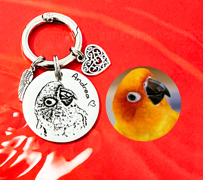 Engraved Actual Pet Photo Memorial Keyring - Dog Remembrance Gift - KCD007