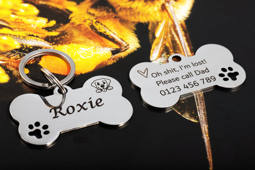 Personalised Dog Tag, Bone Shape Dog Tag Engraved, Dog Tag Stainless Steel, Dog Breed ID Tag, Pet Photo Name Tag, Dog Name Tag, Gift for Dog
