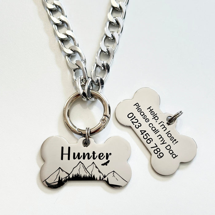 Fashion Dog Chain Collar Necklace Lightweight, Personalized Cuban Chain Dog Necklace Silver or Gold, Dog Necklace for Dogs, Custom Dog Gift