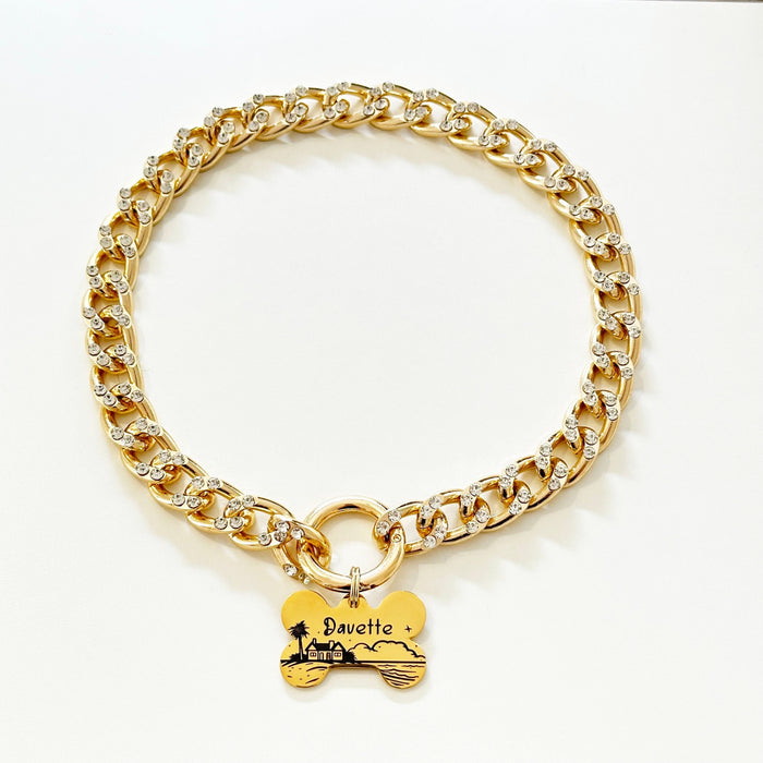 Personalized Dog Necklace for Dogs, Custom Dog Chain Collar, Gold Link Chain Dog Collar Necklace, Decorative Dog Chain, Gift for Dog Mum