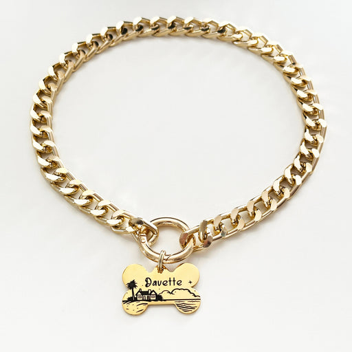 Cuban Chain Dog Necklace for Dog Lightweight, Personalized Dog Chain Collar with Dog Tag, Fashion Necklace for Small to Large Dog, Dog Gift