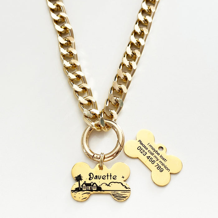 Cuban Chain Dog Necklace for Dog Lightweight, Personalized Dog Chain Collar with Dog Tag, Fashion Necklace for Small to Large Dog, Dog Gift