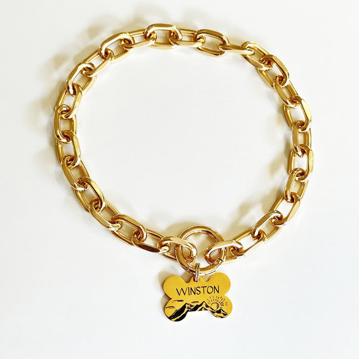 Lightweight Dog Necklace for Dog, Personalised Dog Chain Collar Necklace, Link Chain Dog Collar, Metal Dog Collar Necklace, Custom Dogs Gift