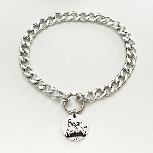 Cute Dog Necklace for Dog, Lightweight Personalised Dog Chain Collar with Dog Tag, Custom Chain Link Dog Collar in Gold and Silver, Dog Gift