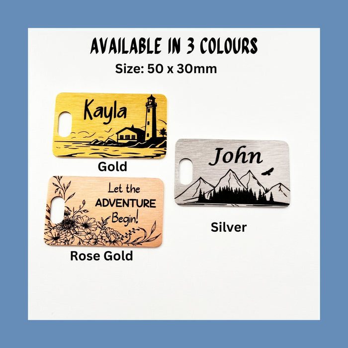 Personalised Luggage Tag, Engraved Luggage Name Tag Stainless Steel, School Bag Name Tag, Durable Luggage Tag, Stylish Metal Suitcase Tag