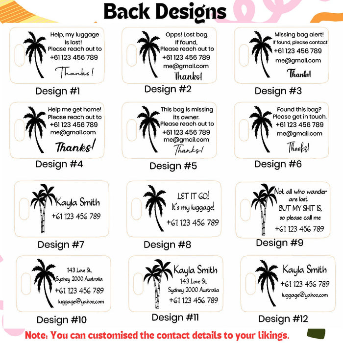 Luggage Tag Stainless Steel Personalised Engraved in Stainless Steel, Custom Travel Gifts, Stylish Name Tag for Suitcase Backpack School Bag