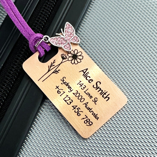 Luggage Tag Personalized, Custom Luggage Tag Engraved Stainless Steel, Suitcase Name Tag, School Bag Name Tag, Gift for Travellers