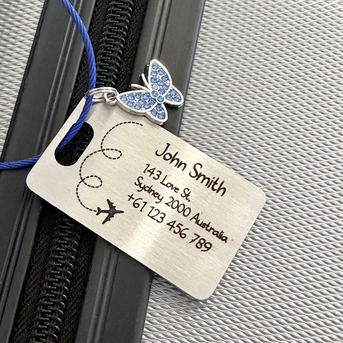 Luggage Tag Personalised, Custom Luggage Tag Engraved Stainless Steel, Suitcase Name Tag, School Bag Name Tag, Gift for Travellers,