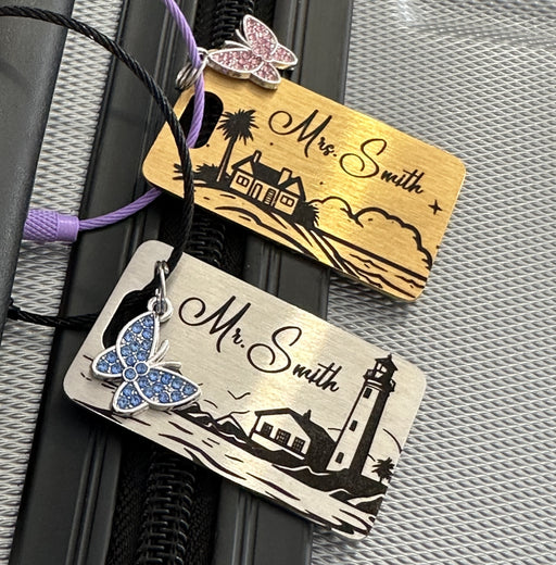 Luggage Tags Personalized Stainless Steel, Couple Luggage Tag Custom, Suitcase Travel ID Tag, Girlfriend Gift, Mr and Mrs Luggage Tag