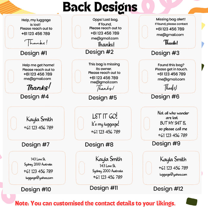 Personalised Luggage Tag, Engraved Luggage Name Tag Stainless Steel, School Bag Name Tag, Durable Luggage Tag, Stylish Metal Suitcase Tag