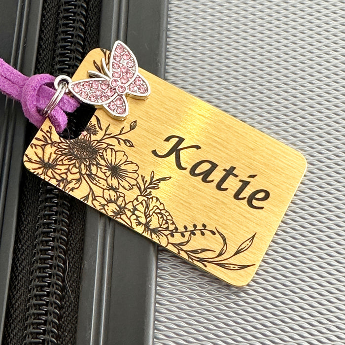Luggage Tag Personalized, Suitcase ID Name Tag Stainless Steel, Personalised Bag Name Tag, Travel Luggage Tag, School Bag ID Tag