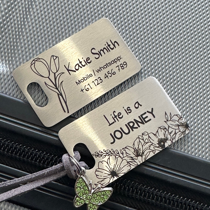 Personalised Gift to Bridesmaid, Engraved Custom Luggage Tag Stainless Steel, Maid of Honor Proposal Gift, Stylish Suitcase Name Tag