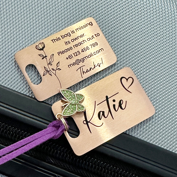 Personalized Engraved Luggage Tag, Stainless Steel Suitcase Bag, Durable School Bag Name Tag, Custom Travel Gift, Unique Luggage Tag