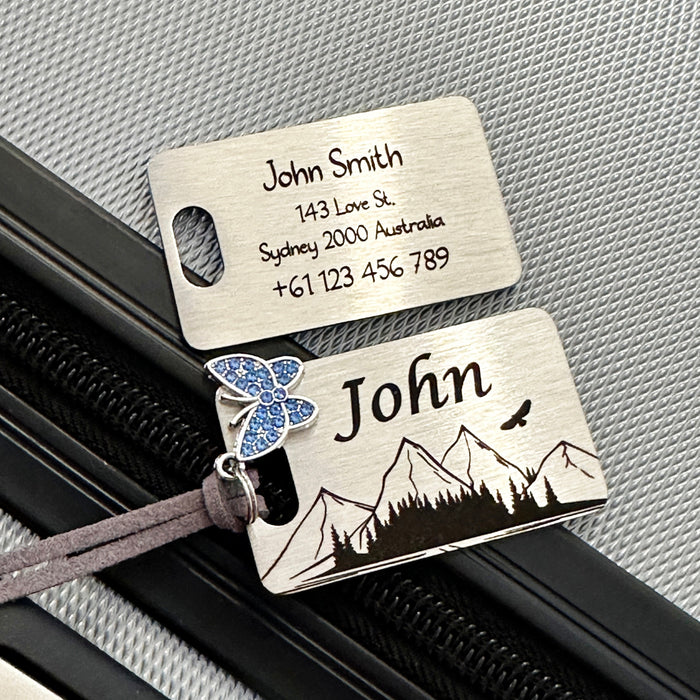 Custom Travel Tag, Engraved Luggage Tag Stainless Steel, Bag Tag, School Bag Name Tag, Durable Luggage Tag, Stylish Luggage Tag