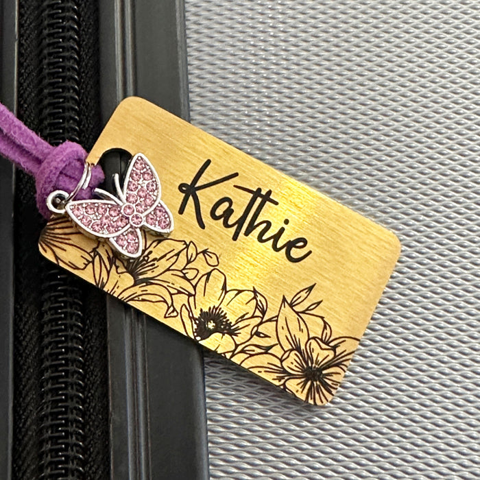 Suitcase ID Name Tag Stainless Steel, Luggage Tag Personalized, Engraved Personalised Bag Name Tag, Travel Luggage Tag, School Bag ID Tag