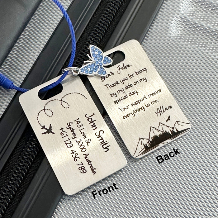 Personalised Thank You Gift for Groomsmen Bestman, Grooms Gift to Groomsmen, Custom Travel Luggage Tag, Unique Gift for Groomsmen