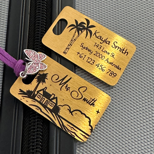 Luggage Tags Personalized Stainless Steel, Couple Luggage Tag Custom, Suitcase Travel ID Tag, Girlfriend Gift, Mr and Mrs Luggage Tag