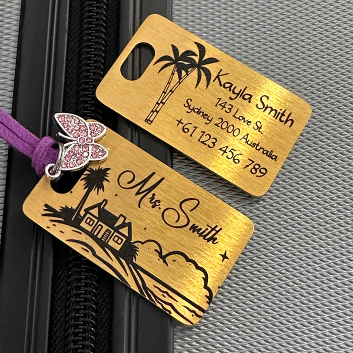 Luggage Tags Personalized Stainless Steel, Couple Luggage Tag Custom, Suitcase Travel ID Tag, Girlfriend Gift, Mr and Mrs Luggage Tag