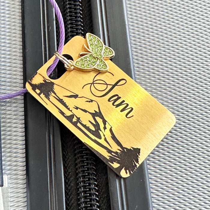 Personalised Luggage Tag, Engraved Luggage Name Tag Stainless Steel, School Bag Name Tag, Durable Luggage Tag, Stylish Metal Suitcase Tag