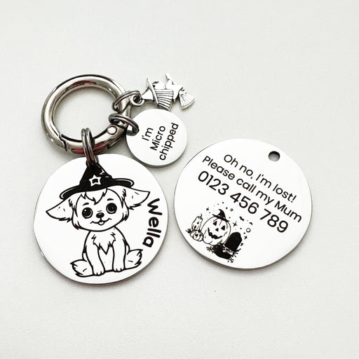 Personalized Spooky Dog ID Tag Engraved, Custom Holloween Dog Tag, Cute Halloween Puppy Pet Tags, Stainless Steel Dog Tag, Halloween Gift