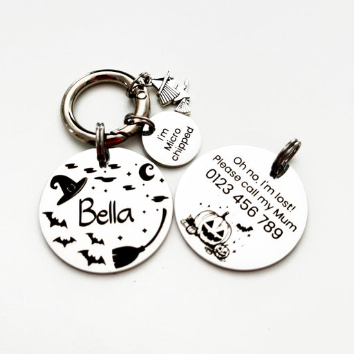 Custom Holloween Dog Tag Engraved, Personalized Spooky Dog ID Tag, Stainless Steel Dog Tag, Cute Halloween Puppy Pet Tags, Halloween Gift