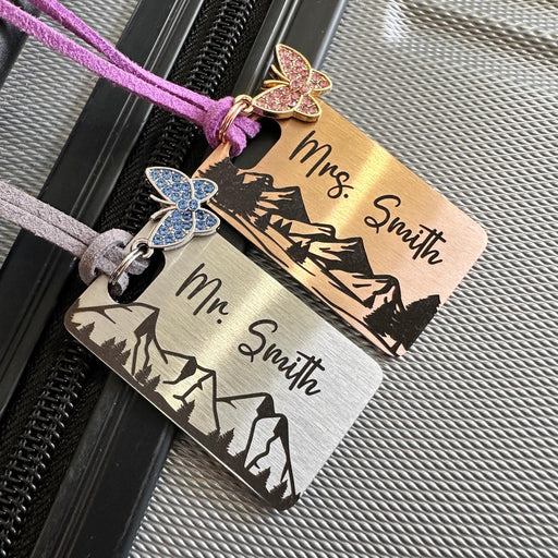 Custom Couple Luggage Tags, Personalised Stainless Steel Boyfriend Girlfriend Suitcase Tag, Bag Travel ID Tag Gift, Mr and Mrs Luggage Tag