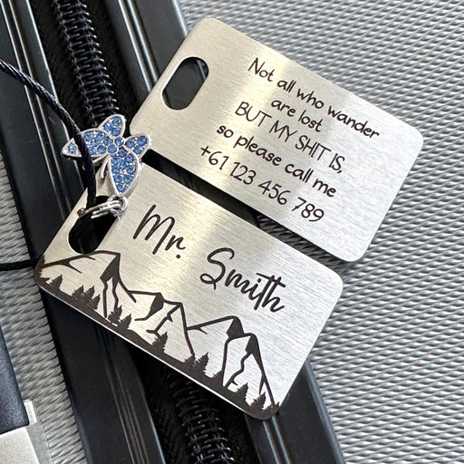 Custom Couple Luggage Tags, Personalised Stainless Steel Boyfriend Girlfriend Suitcase Tag, Bag Travel ID Tag Gift, Mr and Mrs Luggage Tag