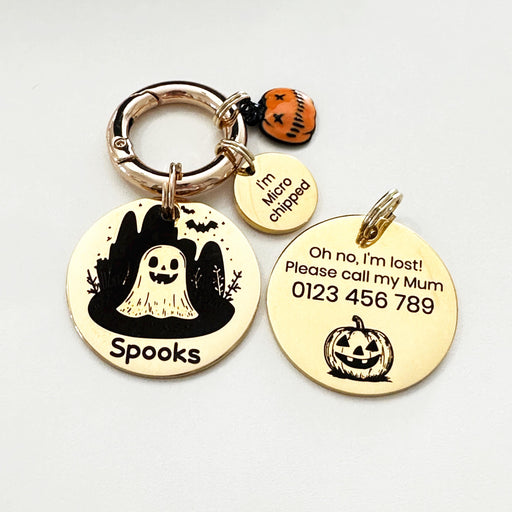 Cute Halloween Dog Tag, Engraved Spooky Pet ID Tag, Personalized Ghost Dog ID Tags, Cute Scary Dog Tag, Custom Halloween Pet Gift, Dog Gift