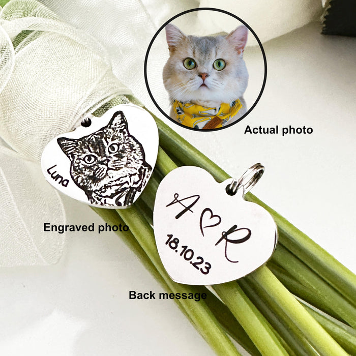 Personalised Cat Photo Bouquet Charm, Engraved Pet Bouquet Charm, Bride Wedding Gift, Keepsake Wedding Charm, Cat Memorial Bouquet Charm