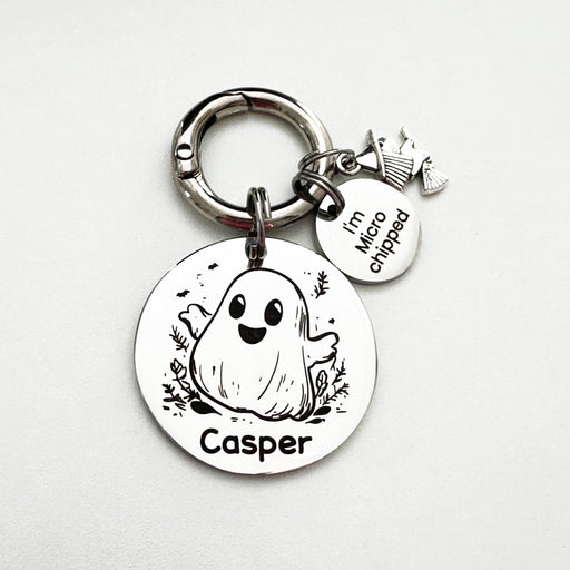 Personalized Halloween Dog Tag, Engraved Spooky Dog Tag, Ghost Dog ID Tags, Cute Scary Dog Tag Holloween, Custom Halloween Pet Accessories