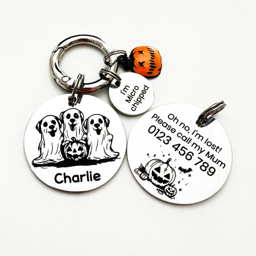 Personalized Spooky Dog ID Tag Engraved, Custom Halloween Dog Tag, Cute Holloween Pet Tag for Dog, Halloween Gift for Dog, Cute Dog Tag