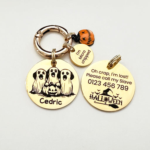 Dog Ghost Tags For Halloween, Personalised Cute Spooky Pet Tag for Dog, Halloween Gift for Dog, Custom Scary Dog Tag, Trick or Treat Dog Tag