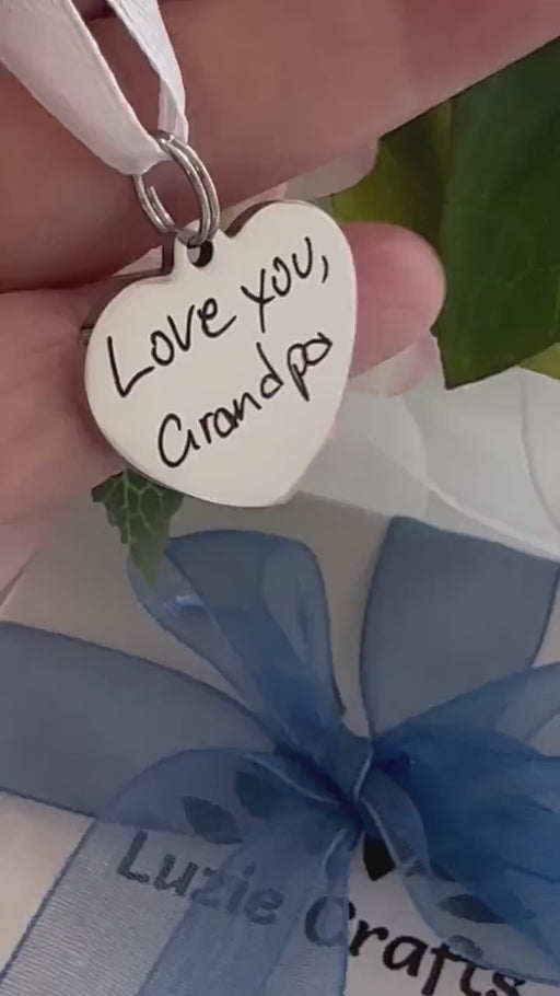 Bridal Bouquet Charm Engraved with Actual Handwriting/Wedding Keepsake Charm/Remembrance Bride Gift/Custom Memorial Bridal Bouquet Charm