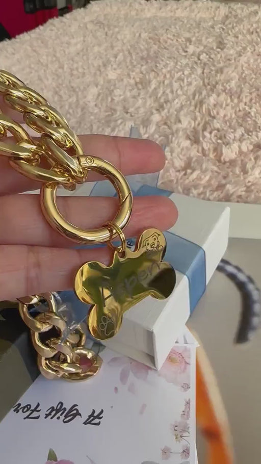 Lightweight Dog Chain Collar Necklace, Personalized Pet Vanity Necklace, Custom Dog Necklace for Dog, Gift for Dog Mom, Cuban Chain Collar