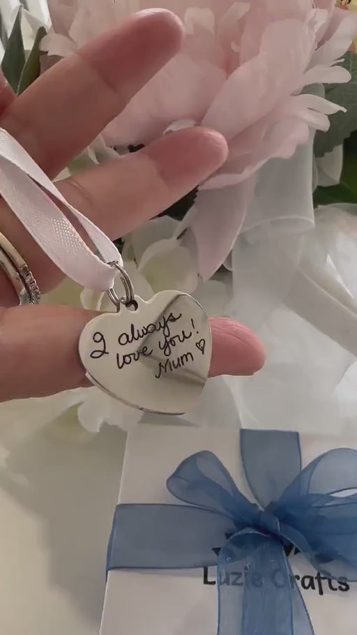 Actual Handwriting Bouquet Charm Personalized Two Sided/Engraved Heart Shape Bouquet Charm/Wedding Keepsake Bouquet Charm/Bride To Be Gift