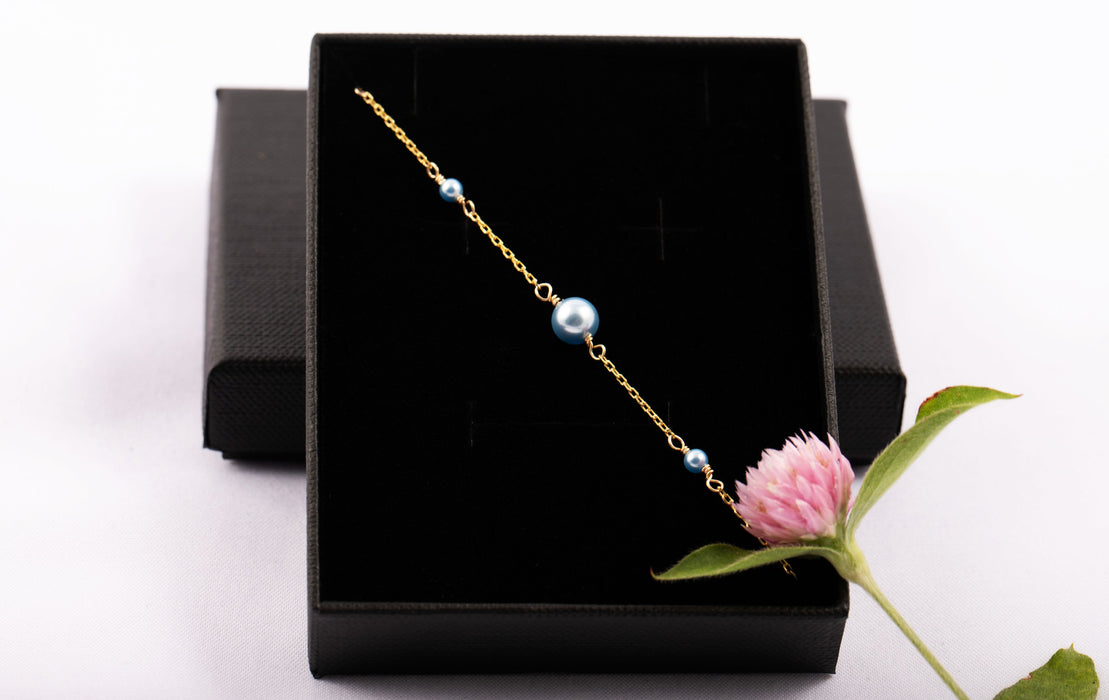 Swarovski Pearl Necklace for Bride Light Blue Sterling Silver Gift for Bridemaids - Wedding Necklace for Bride and Bridesmaids - N066