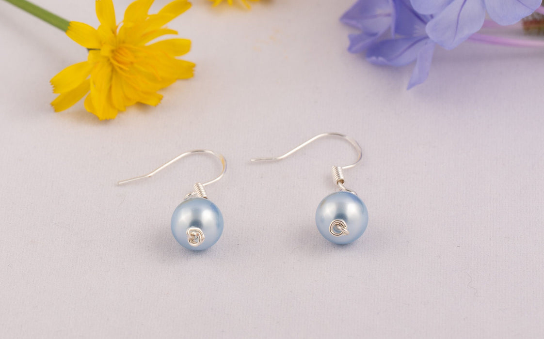 Dainty Pearl Earrings in Sterling Silver/Swarovski Pearl Earrings/Pearl Drop Earrings/June Birthstone Earrings/Crystal Pearl Drop Earrings