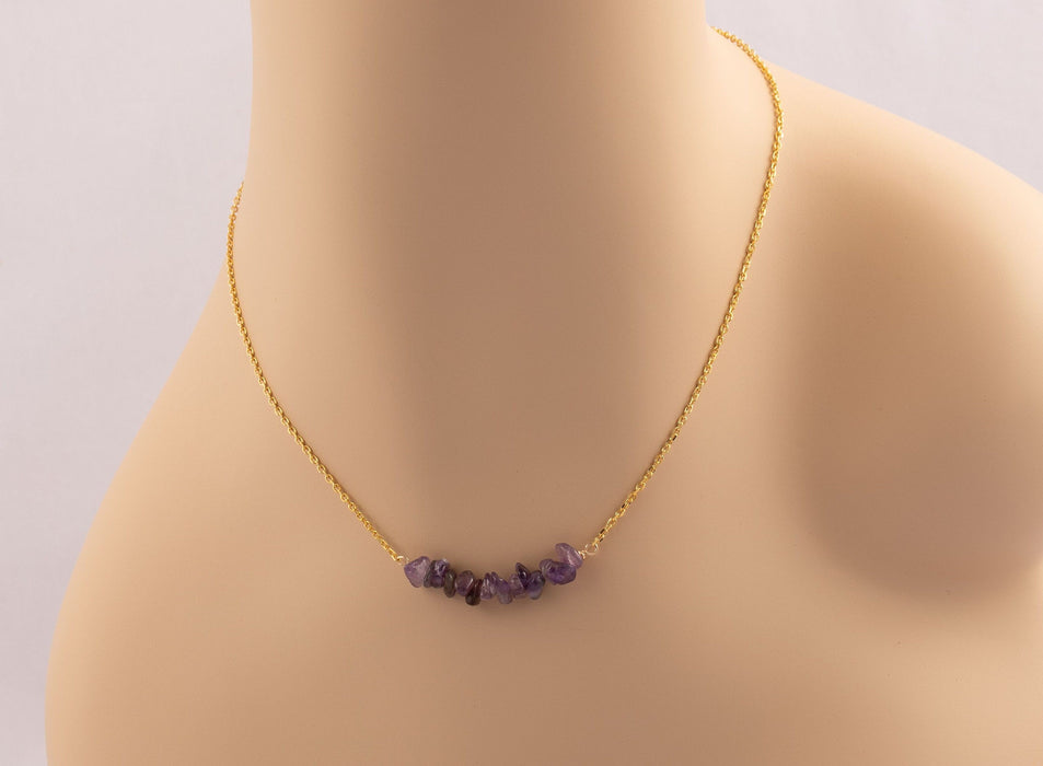 Amethyst Necklace with Backdrop for Women 18k Gold Sterling Silver Gift for Mum - N001