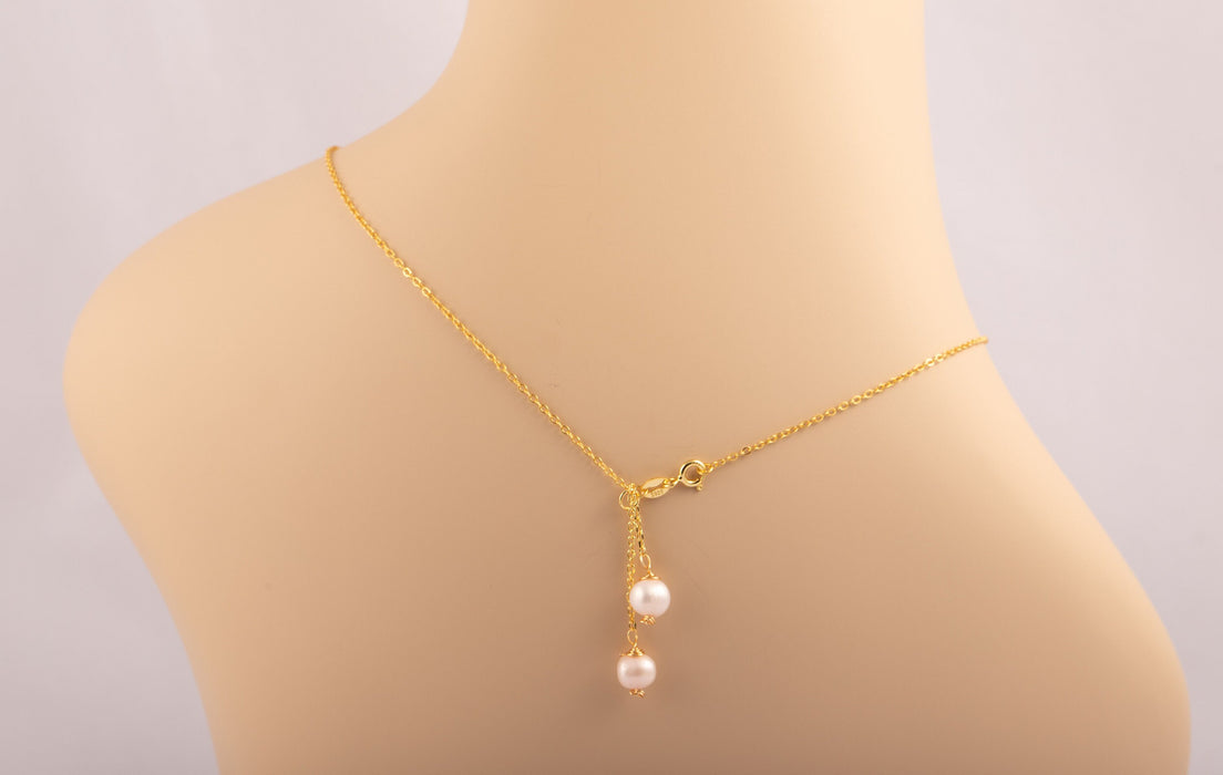 18k Gold Sterling Silver Fresh Water Pearl Necklace/June Birthstone Necklace/Fresh Water Pearl Necklace/Light Pink Pearl Necklace