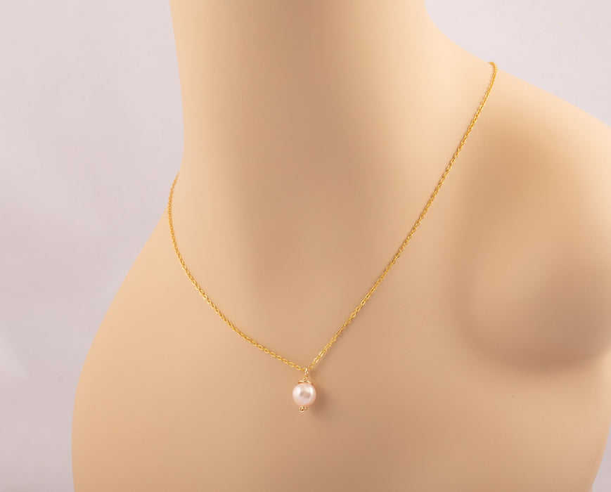 18k Gold Sterling Silver Fresh Water Pearl Necklace/June Birthstone Necklace/Fresh Water Pearl Necklace/Light Pink Pearl Necklace