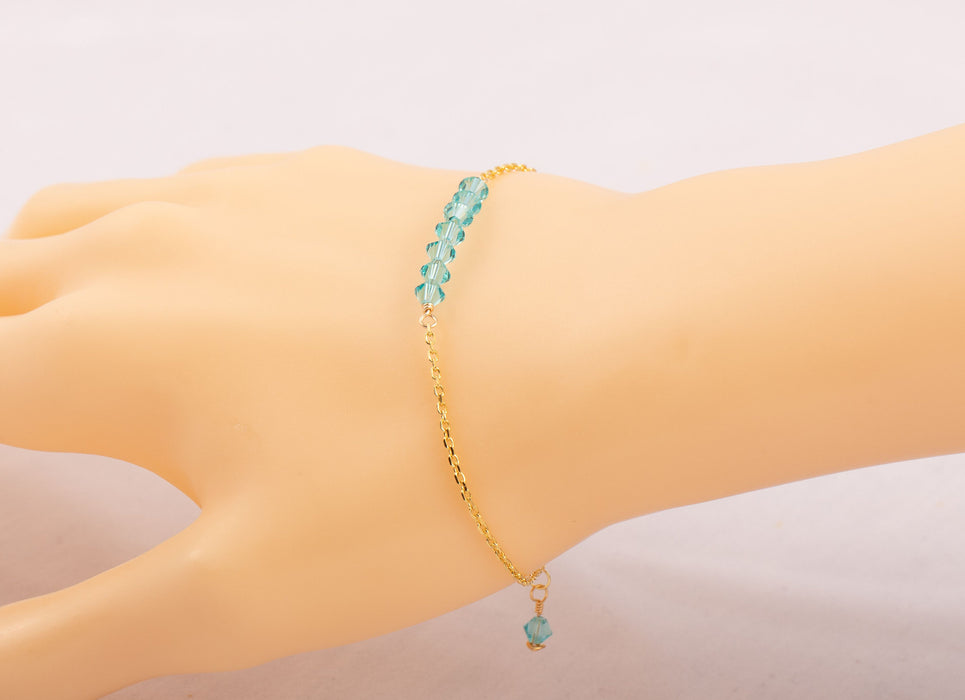 18k Gold Sterling Silver Turquoise Bracelet Swarovski - B006