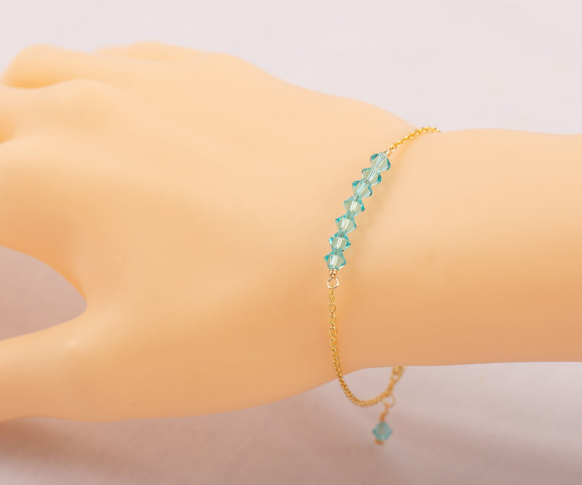 18k Gold Sterling Silver Turquoise Bracelet Swarovski - B006