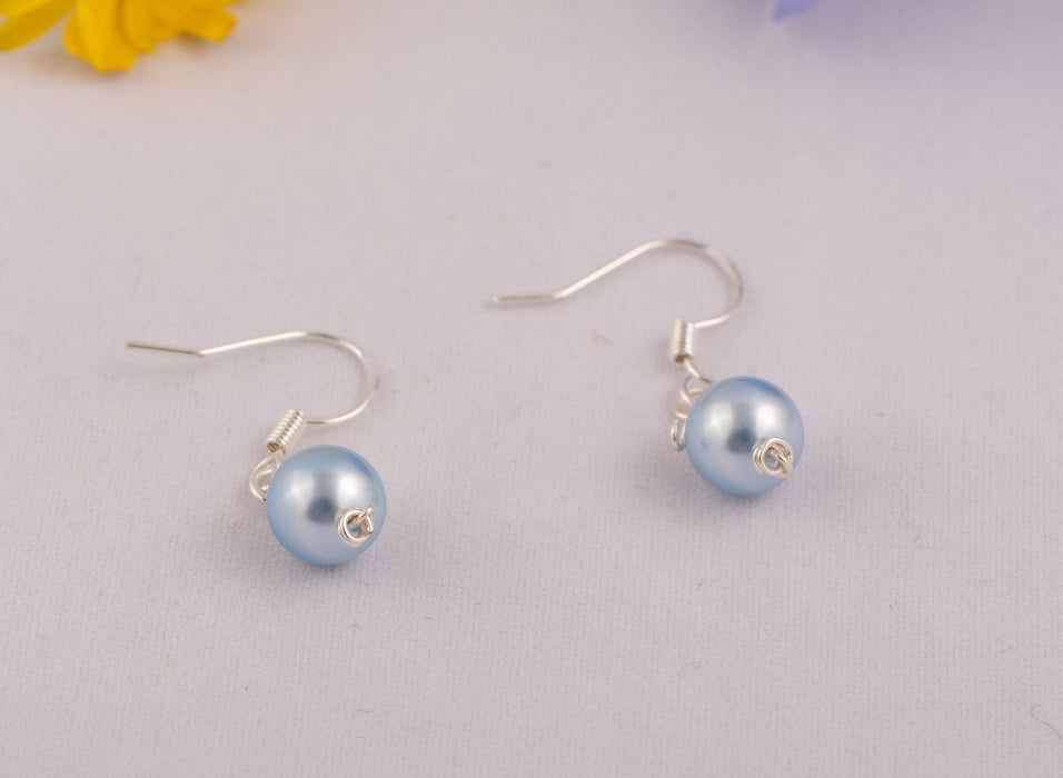 Dainty Pearl Earrings in Sterling Silver/Swarovski Pearl Earrings/Pearl Drop Earrings/June Birthstone Earrings/Crystal Pearl Drop Earrings