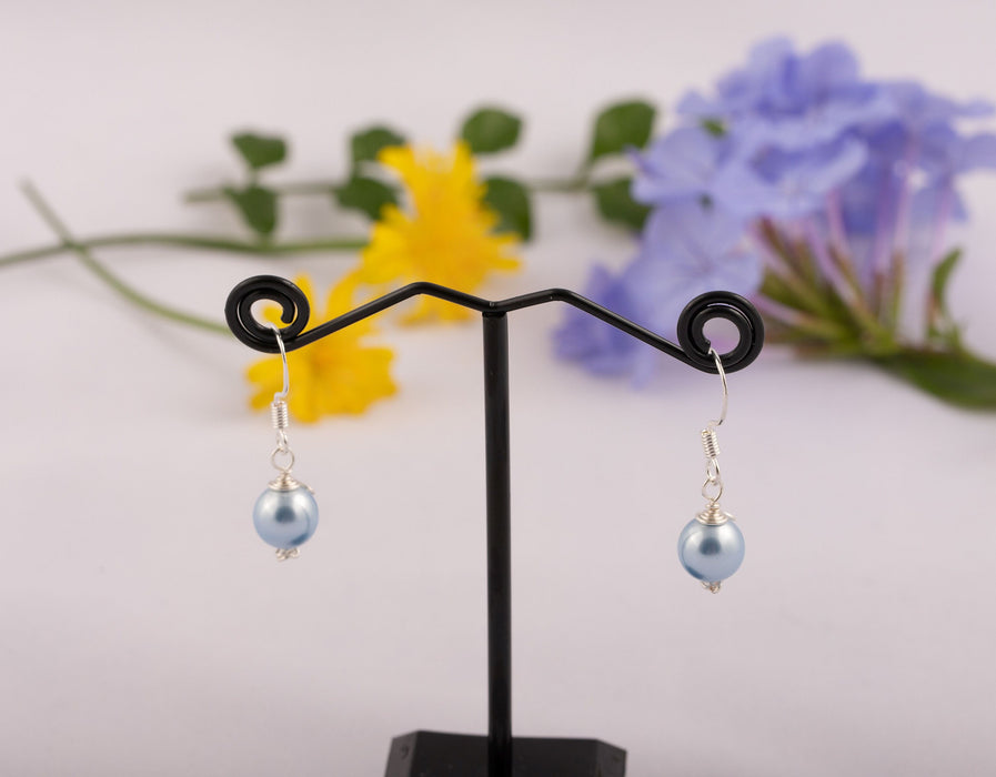 Dainty Pearl Earrings in Sterling Silver/Swarovski Pearl Earrings/Pearl Drop Earrings/June Birthstone Earrings/Crystal Pearl Drop Earrings