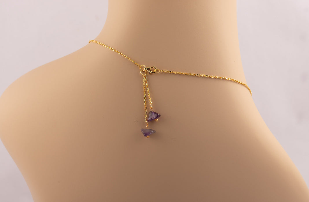 Amethyst Necklace with Backdrop for Women 18k Gold Sterling Silver Gift for Mum - N001