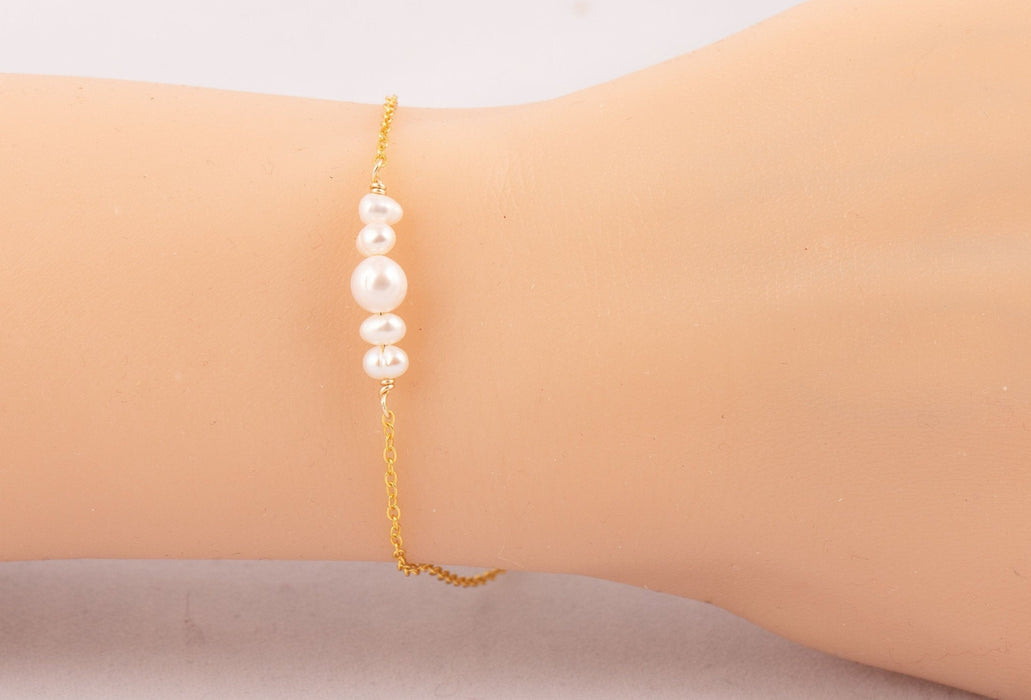 Fresh Water Pearl Bracelet Sterling Silver - Bridal and Wedding Bracelet - B030