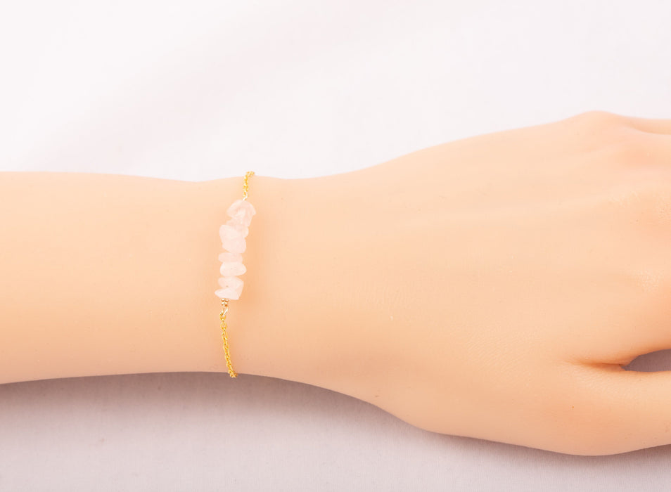 Raw Rose Quartz  Bracelet  Sterling Silver Gift for Women  - B033