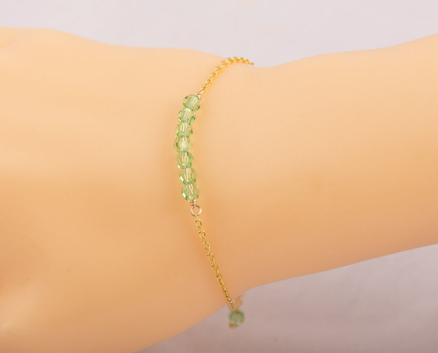 18k Gold Sterling Silver Swarovski Peridot Bracelet - B0163