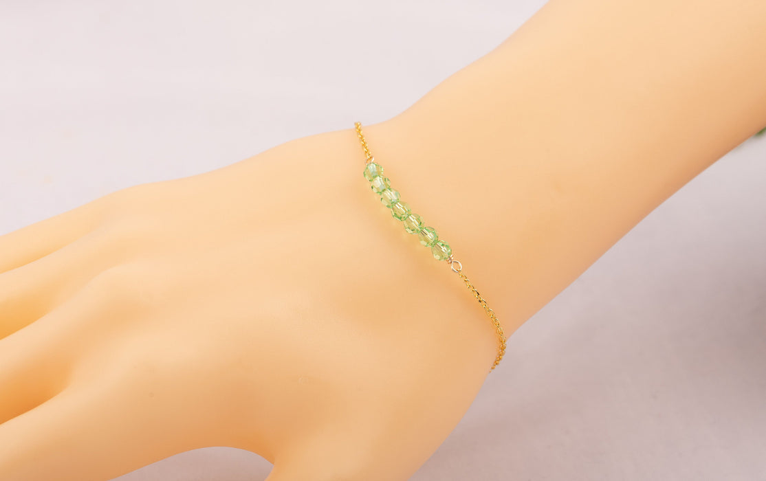 18k Gold Sterling Silver Swarovski Peridot Bracelet - B0163